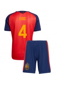 Espanja Eric Garcia #4 Jalkapallovaatteet Lasten Kotipeliasu MM-kisat 2026 Lyhythihainen (+ Lyhyet housut)